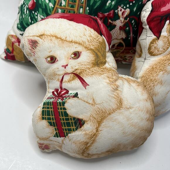 Vintage Christmas Stuffed Mrs Claus Cat Pillow Doll Cut & Sew Fabric Panel Set - Picture 3 of 10
